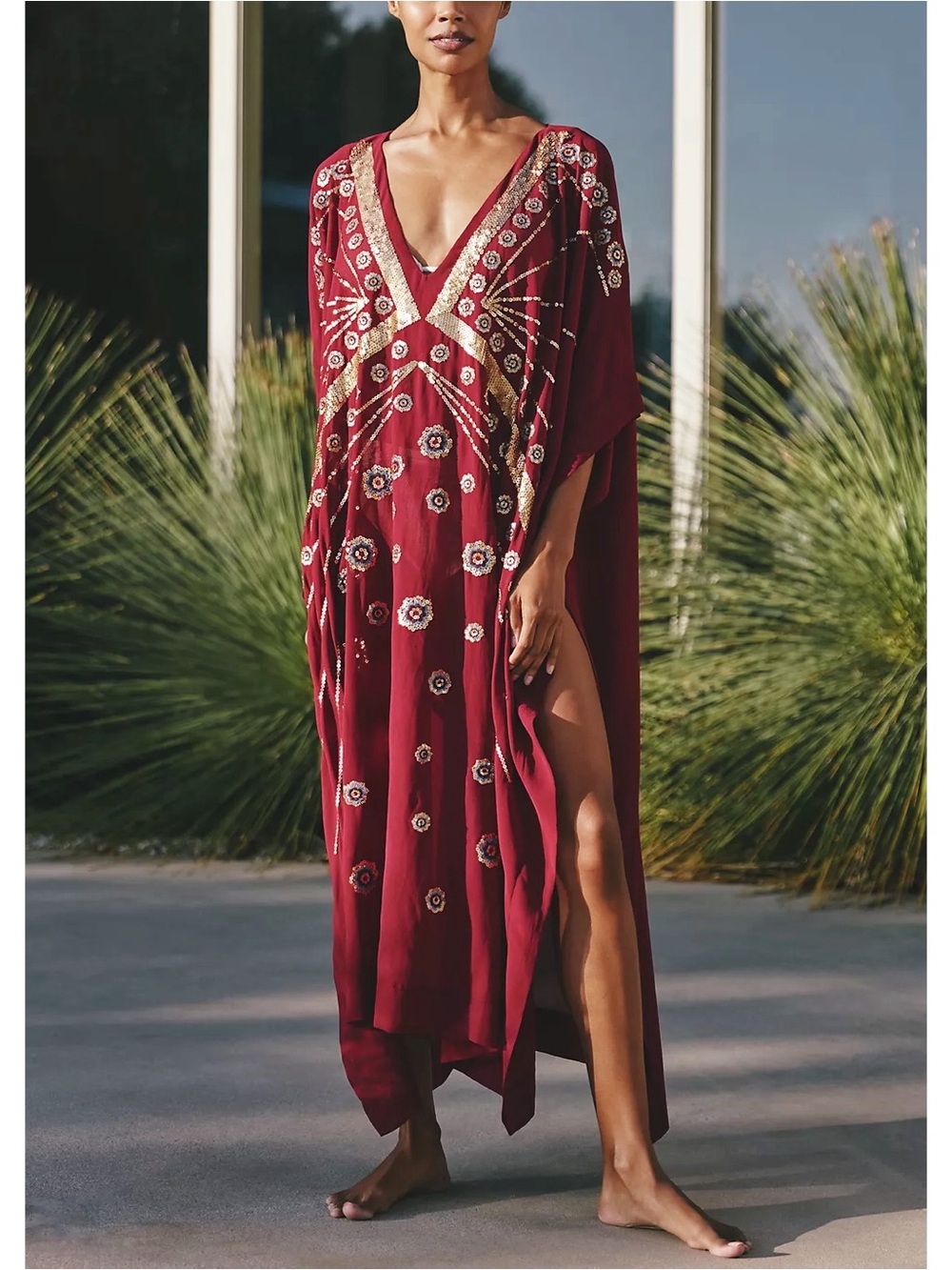 Agua Bendita x Anthropologie Maxine Embellished Tunic Dress